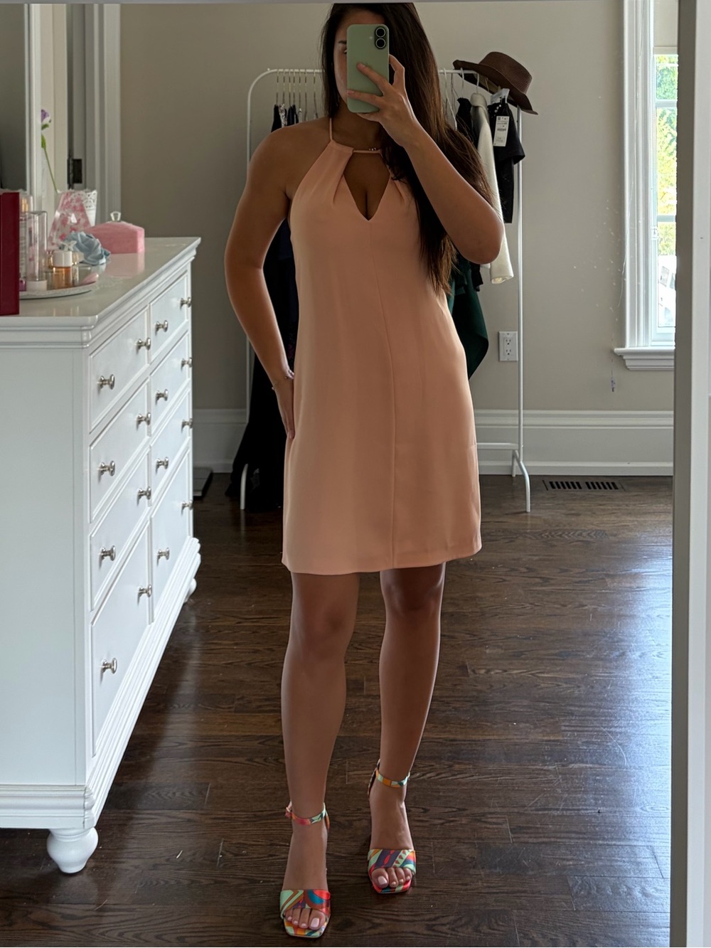 Zara Peach Halter Keyhole Mini Dress
